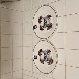 Royal Wessex Skull Flowers Plate Pair
